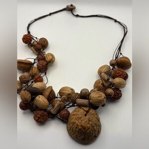 Natural Bohemian Nut and Bead Necklace